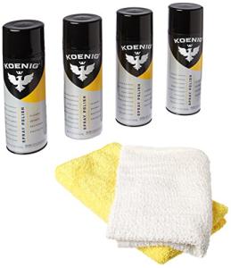 4 Cans Koenig Spray Polish w/ 2 Towel Set | Multipurpose Cleaner and Polish | Green-Based Polish Spray | Household Spray Polish and Cleaner | Multipurpose Polish for Home & Auto