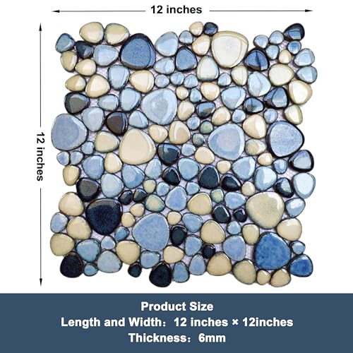 Blue Mosaic Pebble Shower Floor Tile Set