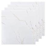 AKOLAFE 40 Sheet Vinyl Flooring 12x12 Inch Peel and Stick Floor Tile Waterproof White Marble Vinyl Floor Tiles Clearance Self Adhesive Floor Tiles Sticky Laminate Flooring Stick on Bathroom Kitchen RV