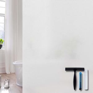 Volcanics Frosted Glass Window Privacy Film with Installation Tools, Removable Static Cling Bathroom Window Film, Heat Control UV Blocking, Peep-Proof, Ideal for Home Office 17.5 x 78.7 Inches