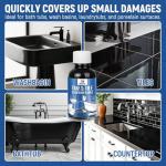 Tub Tile Gloss Black Paint Touch Up Paint Kit for Bathtub Porcelain Repair Scratches Cracks Chips on Porcelain Acrylic Enamel Cast Iron Tiles Sinks Toilets Black