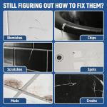 Tub Tile Gloss Black Paint Touch Up Paint Kit for Bathtub Porcelain Repair Scratches Cracks Chips on Porcelain Acrylic Enamel Cast Iron Tiles Sinks Toilets Black