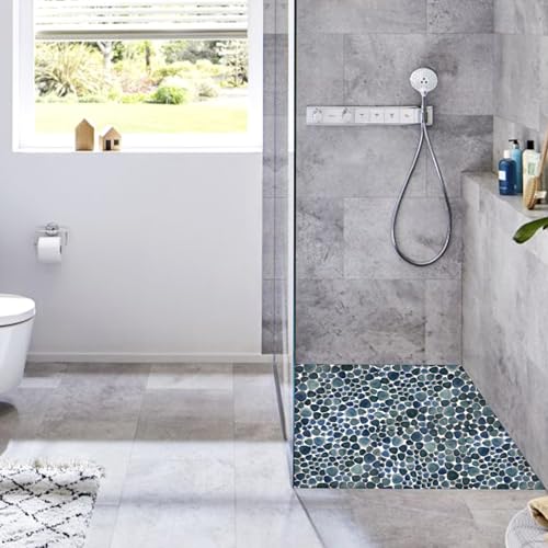 Blujellyfish Deep Blue Teal Pebble Shower Tiles