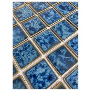 Tenedos TGLFD-2X2-PL Seawater Bluish Green 2x2 Porcelain Tile – 1 Sheet for Pool, Backsplash, Bathroom, Kitchen, and Wall Use – Glossy Finish, 1 Sq.Ft. Coverage