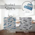 Blujellyfish Gray Marble Tile for Kitchen Backsplash 12 in. x 12 in. x 8 mm Teal Blue Glass Mosaic Bathroom Shower Wall Linear Tiles (Pack of 5 Sheets)