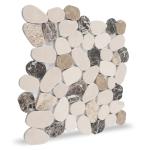 Soulscrafts Pebble Tile for Shower Floor, Natural Stone Mosaic Backsplash Tiles for Kitchen Bathroom, Brown Beige
