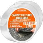 Carpet Tile Tape Double Sided Heavy Duty Carpet Tape for Carpet Tiles Rugs Vinyl Rubber Mats Turf Rug Indoor Outdoor No Residue Carpet Tape for Hardwood Floors 2 Sided Tape Gripper 2in x 90ft (3 Pack)