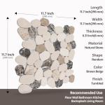 Soulscrafts Pebble Tile for Shower Floor, Natural Stone Mosaic Backsplash Tiles for Kitchen Bathroom, Brown Beige