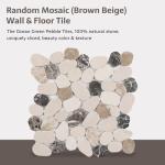 Soulscrafts Pebble Tile for Shower Floor, Natural Stone Mosaic Backsplash Tiles for Kitchen Bathroom, Brown Beige