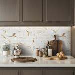 MSI Calacatta Gold 12 in. x 12 in Matte Porcelain Mosaic Tile, Mesh-Mounted, for Kitchen Backsplash, Bathroom, Floor, Shower, and Accent Wall