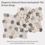 Soulscrafts Pebble Tile for Shower Floor, Natural Stone Mosaic Backsplash Tiles for Kitchen Bathroom, Brown Beige