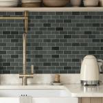 10-Sheet Subway Peel and Stick Backsplash Tile, 11.3" x 10.8" Green Mixed Stone Composite Handmade Looks Self Adhesive Waterproof Wall Tile, Stick on Tiles for Kitchen Bathroom Shower Fireplace