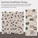 Soulscrafts Pebble Tile for Shower Floor, Natural Stone Mosaic Backsplash Tiles for Kitchen Bathroom, Brown Beige