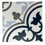 Tenedos Provenza Square 8x8 Gray White Blue Compact Porcelain Floor Tile Matte for Kitchen Wall, Bathroom Shower, Laundry Room, Accent Wall (1 Piece)