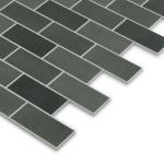 10-Sheet Subway Peel and Stick Backsplash Tile, 11.3" x 10.8" Green Mixed Stone Composite Handmade Looks Self Adhesive Waterproof Wall Tile, Stick on Tiles for Kitchen Bathroom Shower Fireplace