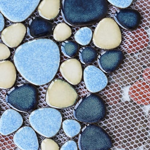 Blue Mosaic Pebble Shower Floor Tile Set