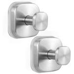warlve Suction Cup Hooks for Shower - Reusable No-Drill Mounting - Hooks for Towels, Robes & Loofah on Metal, Glass, Mirrors, Tile & Smooth Non-Porous Surfaces (2, Brushed Nickel)