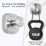 warlve Suction Cup Hooks for Shower - Reusable No-Drill Mounting - Hooks for Towels, Robes & Loofah on Metal, Glass, Mirrors, Tile & Smooth Non-Porous Surfaces (2, Brushed Nickel)