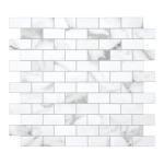 10-Sheet Subway Peel and Stick Backsplash Tile, 11.3" x 10.8" Carrara White Stone Composite Marble Looks Self Adhesive Waterproof Wall Tile, Stick on Tiles for Kitchen Bathroom Shower Fireplace