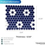 Tenedos Hexagon Glossy Cobalt Blue with White Flower Pattern Porcelain Mosaic Tile – Wall & Floor Tile for Backsplash, Bathroom, Accent Walls and Floor (10)