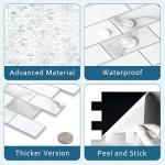 10-Sheet Subway Peel and Stick Backsplash Tile, 11.3" x 10.8" Carrara White Stone Composite Marble Looks Self Adhesive Waterproof Wall Tile, Stick on Tiles for Kitchen Bathroom Shower Fireplace