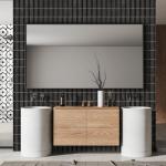 MSI Black Matte 12 in. x 12 in. Stack Pattern Matte Porcelain Tile for Kitchen Backsplash, Floor Tile, Wall Tile for Bathroom, Shower Wall Tile, Mesh Mounted Mosaic Tile