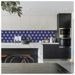 Tenedos Hexagon Glossy Cobalt Blue with White Flower Pattern Porcelain Mosaic Tile – Wall & Floor Tile for Backsplash, Bathroom, Accent Walls and Floor (10)