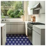 Tenedos Hexagon Glossy Cobalt Blue with White Flower Pattern Porcelain Mosaic Tile – Wall & Floor Tile for Backsplash, Bathroom, Accent Walls and Floor (10)