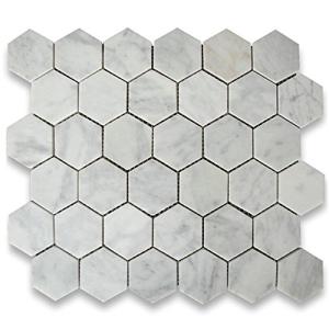 Carrara White Marble Hexagon Shower Floor Tile