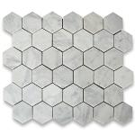 Carrara White Marble Hexagon Shower Floor Tile