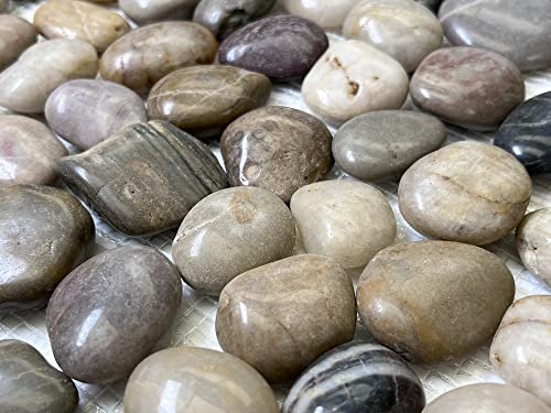 Polished Marble Pebble Mesh Tile Sheets - 11 Pack