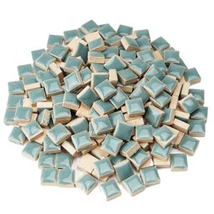 Samjobroad 300g/200pcs Glazed Ceramic Mosaic Tiles,12mm Square Shapes Glazed Porcelain Tiles,Smoothed Edges Glass Tiles for Mosaic Crafts,Art Collage and Mosaic Projects,Teal