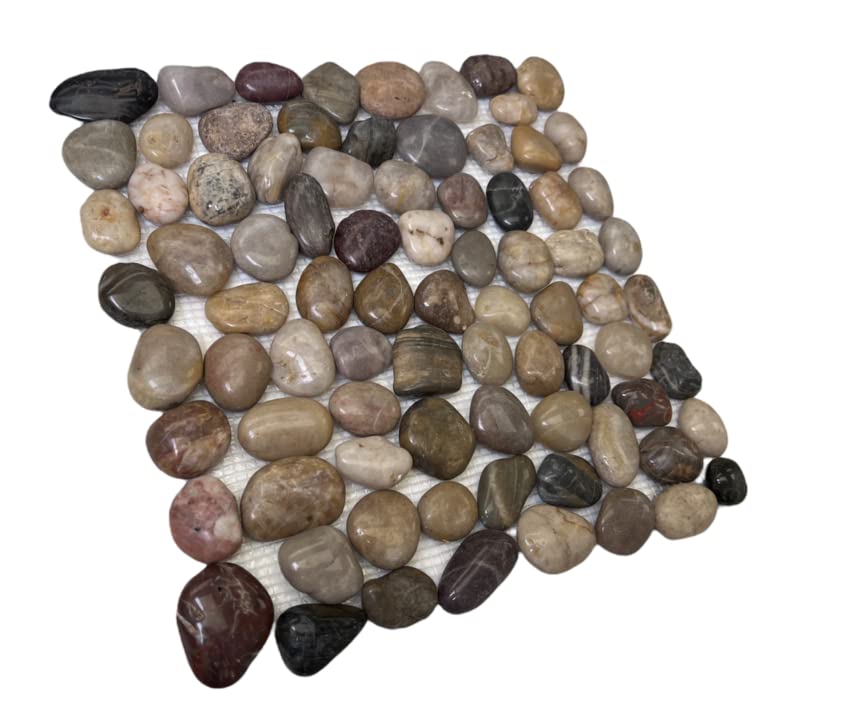 Polished Marble Pebble Mesh Tile Sheets - 11 Pack