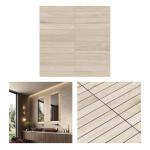 Tenedos HTC206 Almond Grove Porcelain Mosaic Tile - Beige Wood Look Matte Finish, Durable Waterproof Floor & Wall Tile for Bathroom, Kitchen, Shower (1 Sheet)