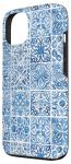Vintage Porcelain Mediterranean Blue Tile Watercolor Mosaic Case for iPhone 13