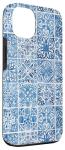 Vintage Porcelain Mediterranean Blue Tile Watercolor Mosaic Case for iPhone 13