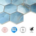 Tenedos HTC168 Azurite 3" Turquoise Blue Mixed Hexagon Matte Porcelain Mosaic Tile – Marble Look, Ideal for Backsplash, Shower, Wall & Floor Use (1 Sheet)
