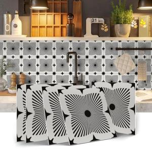 VICCI 12Pcs Tile Stickers 5.9x5.9 inch Peel and Stick Wall Sticker, Self Adhesive Decorative Tiles Decals for Kitchen Bathroom Laundry Stair Fireplace Wall Art Decor Stickers