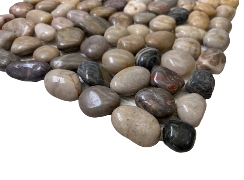 Polished Marble Pebble Mesh Tile Sheets - 11 Pack