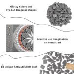 Youway Style Gray Glass Mosaic Tiles for Crafts Bulk,200g Broken Glass Pieces for Mosaic Art Crafts,Garden Mosaic Supplies