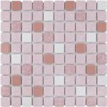 Tenedos TPLD-RS-TXRD Retro Rosa Pink White Porcelain 1x1 Floor Wall Pool Tile Backsplash Glossy Textured Rounded for Kitchen, Bathroom Shower, Accent Decor, Fireplace (1)