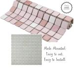 Tenedos TPLD-RS-TXRD Retro Rosa Pink White Porcelain 1x1 Floor Wall Pool Tile Backsplash Glossy Textured Rounded for Kitchen, Bathroom Shower, Accent Decor, Fireplace (1)