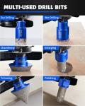 DAYDOOR Diamond Hole Saw Kit, 15-Piece Tile Hole Saw Kit 1/4" 5/16" 4/5" 1" 1-3/8" 2" 3" 4",Vacuum Brazed Core Drill Bits for Porcelain Tile, Granite, Marble, Stone(Blue)