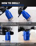 DAYDOOR Diamond Hole Saw Kit, 15-Piece Tile Hole Saw Kit 1/4" 5/16" 4/5" 1" 1-3/8" 2" 3" 4",Vacuum Brazed Core Drill Bits for Porcelain Tile, Granite, Marble, Stone(Blue)