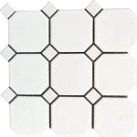 Tenedos 4" Octagon Tile Matte White Mosaic Porcelain Floor and Wall Tile for Bathroom, Kitchen Backsplashes, Accent Wall (White Dots Matte, 20 Sheets)
