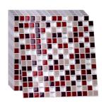 Alwayspon 10 Sheets 12"x12" Wine Red 3D Mosaic Vinyl Backsplash Tiles, Self-Adhesive Peel and Stick Subway Tile Stickers Stick on Wall Tiles for Kitchen Bathroom Decor