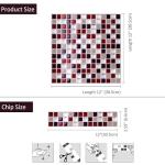 Alwayspon 10 Sheets 12"x12" Wine Red 3D Mosaic Vinyl Backsplash Tiles, Self-Adhesive Peel and Stick Subway Tile Stickers Stick on Wall Tiles for Kitchen Bathroom Decor