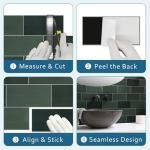 SUNWINGS 100-Sheet Subway Peel and Stick Backsplash Tile, 6" x 3" Green Mixed Stone Composite Handmade Looks Self Adhesive Waterproof Wall Tile, Stick on Tiles for Kitchen Bathroom Shower Fireplace