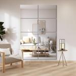 Delma Frameless Mirror Tiles 16"x12"x8 Pcs Wall Mounted, Shatter Resistant Full Length Tempered Glass Panels for Home Gym Bathroom Bedroom & Living Room Decor