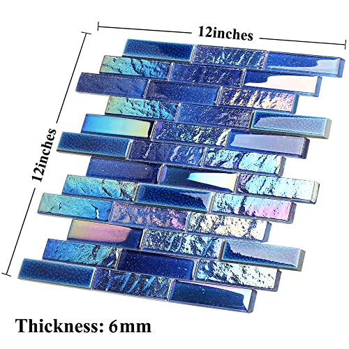 Iridescent Blue Glass Porcelain Shower Floor Tile